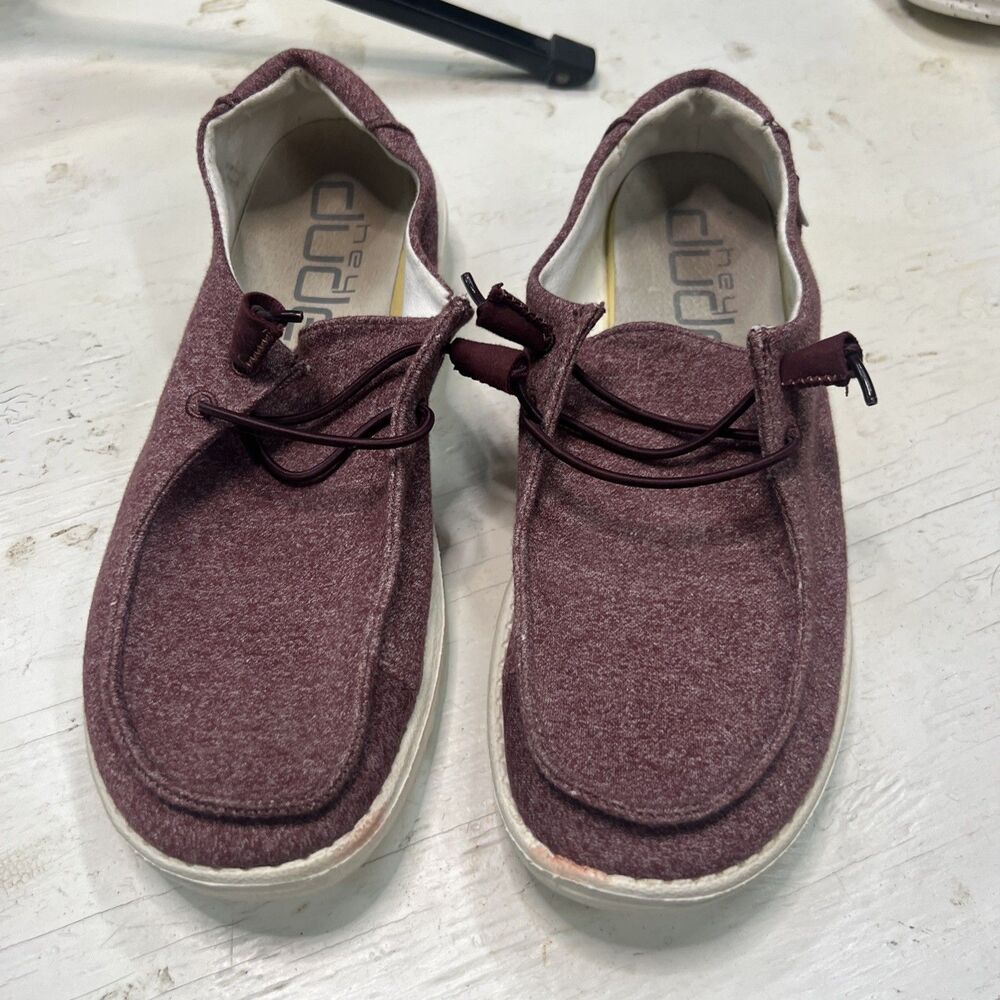 Hey Dude Women's Wendy Crushed Velvet Burgundy Slip On, Size 9